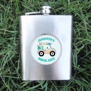 Golf FlasK Birdie Juice Golfing Flask Golf Gift Birthday Gift Retirement Gift RyElle Womans Golf Golf Cart Flask RyElle Womans Golf Gift