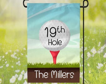 Personalized 19th Hole Golf Flag, Wedding Gift, Anniversary, Housewarming