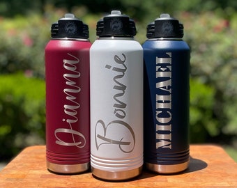 Personalized Water Bottle: 32oz Laser Engraved Insulated Stainless Steel