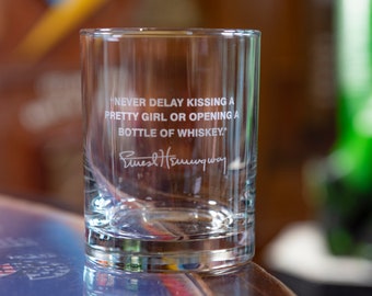 Ernest Hemingway Famous Quote DOF/Whiskey Glass