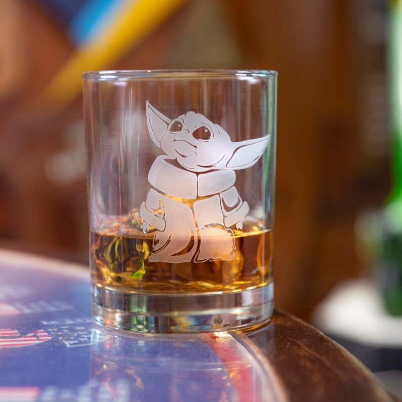 Baby Yoda Glass Whiskey Glass Whiskey Lovers Bourbon Etsy