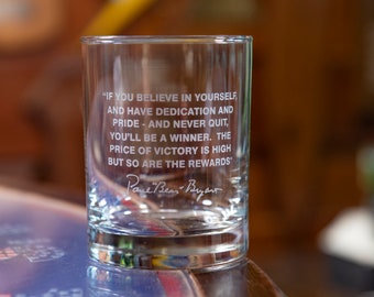 Bear Bryant Citat Whiskyglas/Tro på dig själv