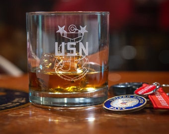 Navy CPO/SCPO/MCPO 11 oz Rocks Glas / Whiskyglas