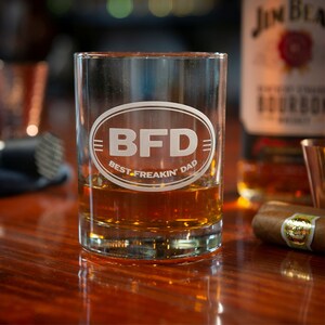 Best Freakin&#39; Dad BFD | Fathers Day Whiskey Glass | New Dad Gift | Personalized Gift for Dad |