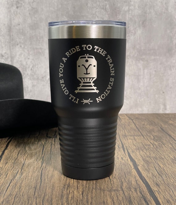 Pint Glass Whiskey Glass Rip YellowStone Gift YellowStone Train Station
