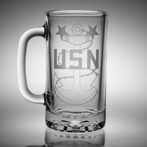 Navy CPO, SCPO oder MCPO geätzter Bierkrug