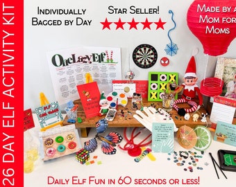 Ships FAST! #1 Best Elf Kit 26 Days (2Bonus!) Of Christmas | Props | Accessories | Funny Mischief | Antics | Toddler to Teen Activities