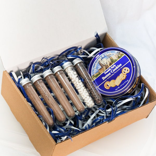 Hot Chocolate Kit Gift Set, Hot Cocoa Sampler, Make Your Own Hot Chocolate (Corporate Winter Birthday Valentines Test Tube Science Gift)