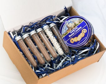 Hot Chocolate Kit Gift Set, Hot Cocoa Sampler, Make Your Own Hot Chocolate (Corporate Winter Birthday Valentines Test Tube Science Gift)