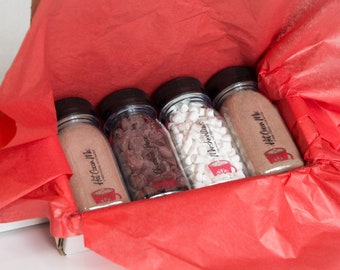 Hot Cocoa Sampler Set + Marshmallows & Chocolate in Red | Christmas Santa Basket | Winter/Holiday/Seasonal Corporate Employee Customer Gift