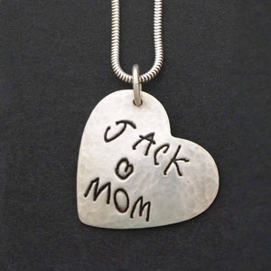 Kid&#39;s Drawing, Hand Writing Necklace, Custom Artwork Necklace