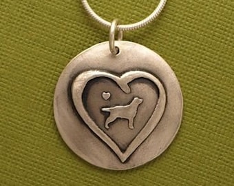 Labrador Retriever in Heart Necklace, Lab Pendant