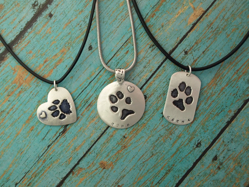 Paw Print Necklace Your Pet's Prints Custom Print Jewelry image 2