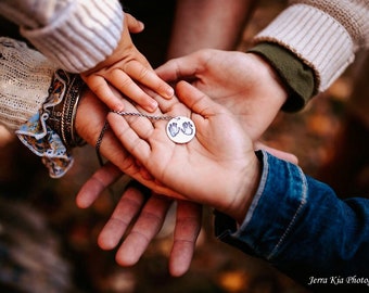 Double sided Custom Print Necklace - Your Baby's Feet and Hands!