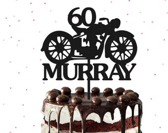 Glitter Motorbike Birthday Cake Topper - Motorcycle Cake Topper, Custom Cake Topper, Personalised Birthday Cake Topper, Biker Cake Topper