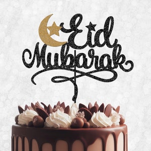 Glitter Eid Mubarak Cake Topper - Ramadan Party, Eid Decorations, Eid Celebrations, Happy Eid, Glitter Ramadan Party Decor, Eid Party Topper