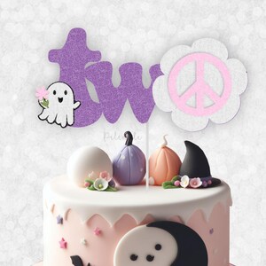 Groovy Spooky TWO Cake Topper - Glitter Two Cake Topper, Spooky Birthday, Halloween Birthday, Little Boo, Cute 2nd Halloween Birthday
