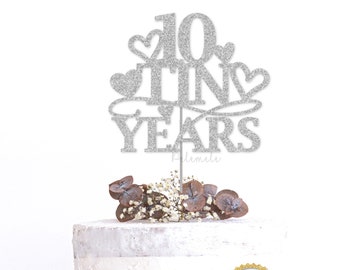 10th Anniversary Cake Topper - anniversary cake topper, wedding cake topper, anniversary party, anniversary decor, Tin years celebration