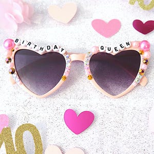 Pink Birthday Queen Sunglasses - Birthday Gift, Fabulous Birthday, Rhinestone Sunglasses, Funny Birthday Gift, Glitter Sunglasses