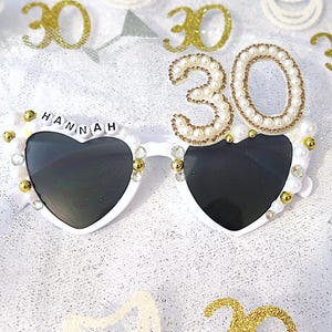 Custom Rhinestone Birthday Sunglasses - Custom Birthday, Bedazzled Pearl Sunglasses, Funny Birthday Gift, Personalised Glitter Sunglasses
