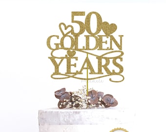 50th Anniversary Cake Topper - anniversary cake topper, wedding cake topper, anniversary party, anniversary decor, golden years