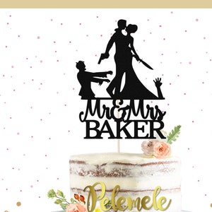 Custom Zombie Mr & Mrs Wedding Cake Topper - Wedding cake topper, zombie cake topper, zombie wedding, Halloween wedding, Funny wedding