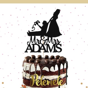 Personalized Gaming Mr & Mrs Cake Topper - Gaming Wedding Cake Topper, Gaming Couple Cake Topper, Custom Bride Dragging Groom Cake Topper