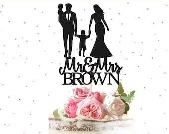 Custom Family Bride & Groom Cake Topper - Family Wedding Cake Topper, Couple Cake Topper, Mr and Mrs Baby Cake Topper, Family Wedding