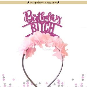 キラキラのバースデービッチヘッドバンド - 失礼なバースデーヘッドバンド、大人のパーティークラウン、バースデークラウン、バースデーパーティー、フリンジ付きバースデーティアラ