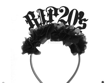 Flower Gothic RIP Birthday Headband - Gothic Birthday Headband, Goth Party Crown, Gothic Birthday Tiara, Birthday Party, Death to my Youth