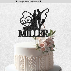 Personalized Mr & Mrs Cake Topper - Fishing Wedding Cake Topper, Fishing Rod Cake Topper, Fishing Couple Cake Topper, Fishing Poles Wedding