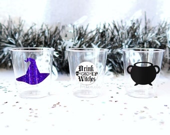 Plastic Witch Dark Shot Glasses - Drink Up Witches Shots, Bachelorette Glasses, Halloween Shots, Halloween Hen Do, Witch Favours, Witch Hen