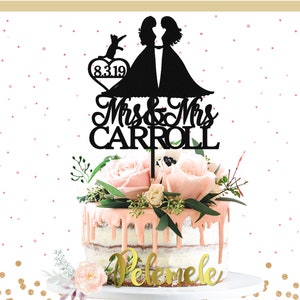 Custom Mrs Cat Wedding Cake Topper - Lesbian Wedding Cake Topper, Same Sex Wedding Cake Topper, Gay Cake Topper, Bride and Bride Wedding