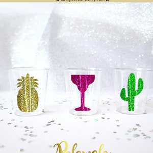 Plastic Fiesta Birthday Shot Glasses - Birthday Party Shots, Party Shot Glasses, Birthday Glasses, Fiesta Shots, Tropical Party Favour