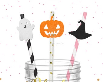 Cute Halloween Party Straws - Halloween Straws, Pastel Halloween Party, Cute Halloween Party, Baby Halloween Decor, Little Boo Birthday