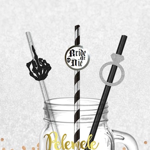 Glitter Bride or Die Party Straws - Gothic Bachelorette Party Straws, Hen Do Straws, Hen Party Straws, Halloween Hen Party, Goth Straws