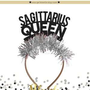 Glitter Sagittarius Birthday Headband - Zodiac Party Headband, Astrology Party Crown, Birthday Party, Star Sign Birthday Tiara with Fringe