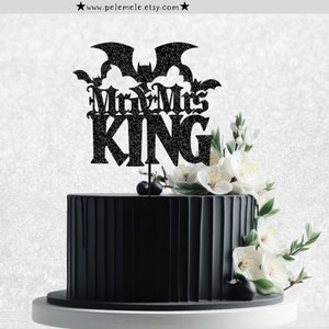 Glitter Bat Wedding Cake Topper - Wedding silhouette cake topper, gothic wedding cake topper, alternative wedding, Halloween wedding