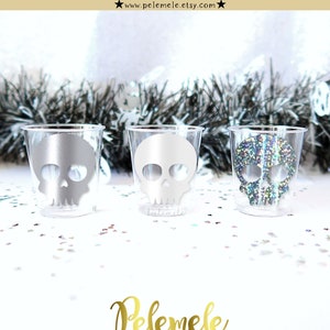 Plastic Gothic Skull Shot Glasses - Bachelorette Party Shots, Hen Party Shot Glasses, Skull Glasses, Skull Shots, Gothic Favours, Goth Hen