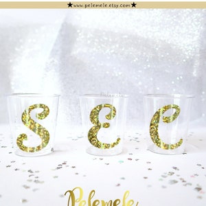 Custom Cursive Initial Shot Glasses - Initial Party Shots, Hen Party Shot Glasses, Custom Party Shots, Hen Party Favours, Birthday Shot Cups