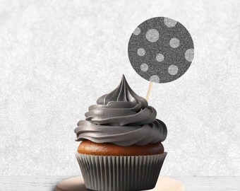 Glitter Moon Cupcake Toppers - Twinkle Little Star Cupcake Toppers, Space Theme Party, Moon Toppers, Space Birthday Party, Moon Baby Shower