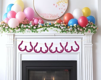 Custom Glitter Boob Garland - Boob Banner, Boob Bunting, Lesbian Bachelorette Party Decor, Bachelor Party Decor, Glitter Hen Do Decoration