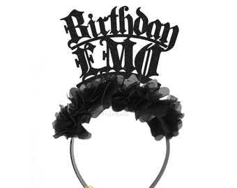 Flower Birthday Emo Headband - Gothic Birthday Headband, Glitter Emo Party Crown, Gothic Birthday Tiara, Birthday Party, Death to my Youth