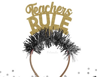 Glitter Teachers Rule Headband - Gift for Teacher, Teacher Crown, School Teacher Headband, Back to School, Learning Headband, Primary School