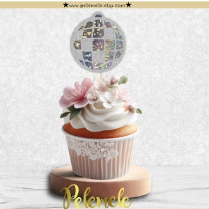 Disco holographique Cupcake Toppers - Disco Ball cupcake toppers, Disco Bachelorette party, Disco Hen Party Cupcake Toppers, Disco Birthday