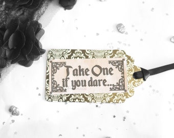 Take One If You Dare Tags - Gothic Hen Do Tags, Hen Party Favour Tags, Bachelorette Tags, Gothic Wedding Tags, Drink Tags, Halloween Tags