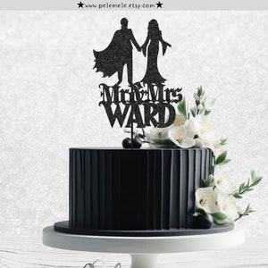 Gothic Vampire Wedding Cake Topper - Wedding silhouette cake topper, gothic wedding cake topper, alternative wedding, Halloween wedding