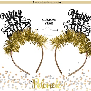 Personalised Glitter Wedding Headbands - Wedding Headband, Wedding Party Crown, Couple Party Crowns, Custom Wedding Party Decorations