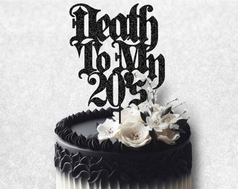 Custom Gothic Birthday Cake Topper - Goth Birthday Cake Topper, Glitter 30 Cake Topper, 30th Goth Birthday Cake Topper, Custom Cake Topper
