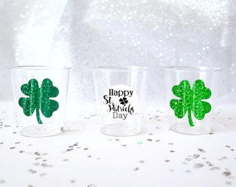 Plastic Clover Shot Glasses - Clover Shots, St. Patrick's Day Shot Glasses, St. Patrick's Party, Clover Favours, Clover Party Decorations